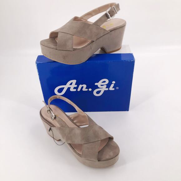 ITALIAN An.Gi Platform Sandals Heels Suede Sz 10 - Picture 1 of 10